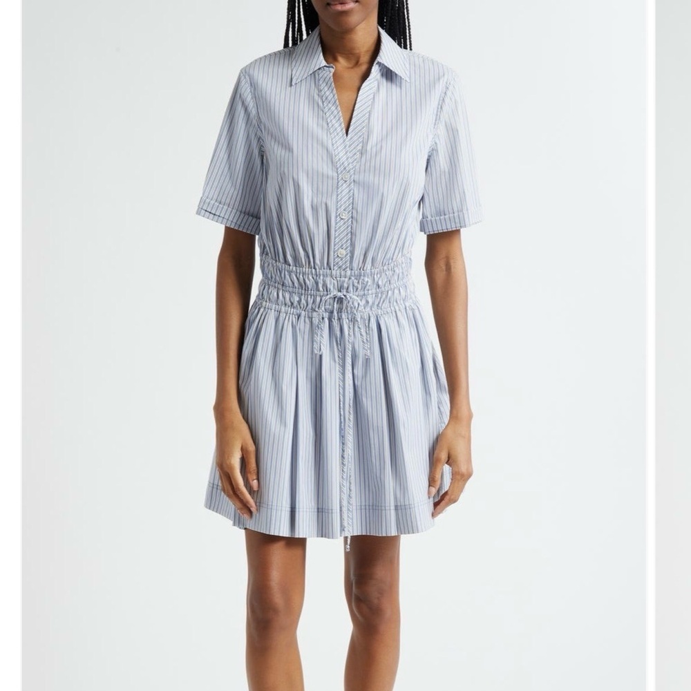 Veronica Beard Susan Stripe Cotton Blend Shirtdress in Blue Multi Size 2 - Picture 7 of 14